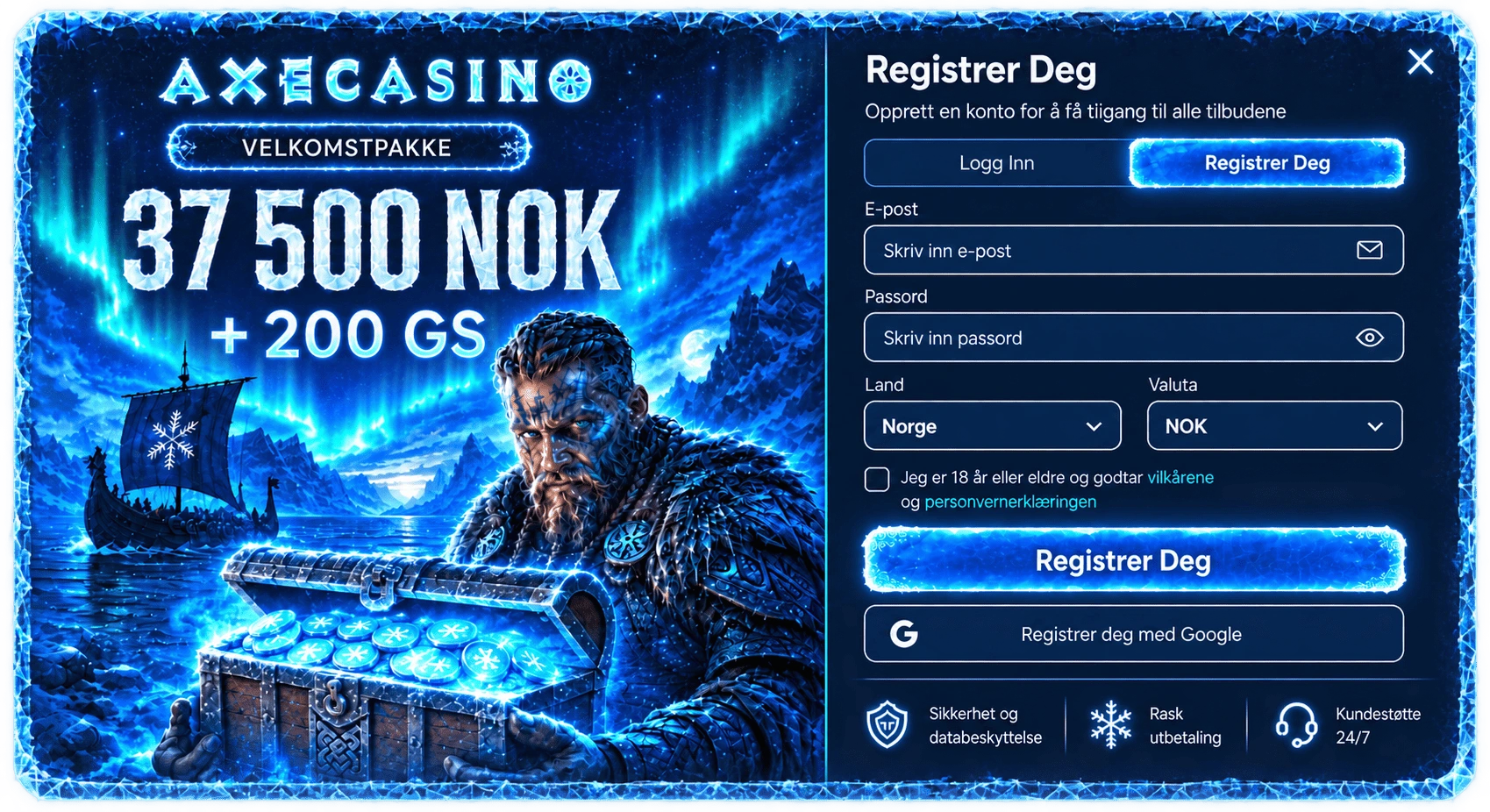 Viking med skattekiste - logg inn hos Axe Casino